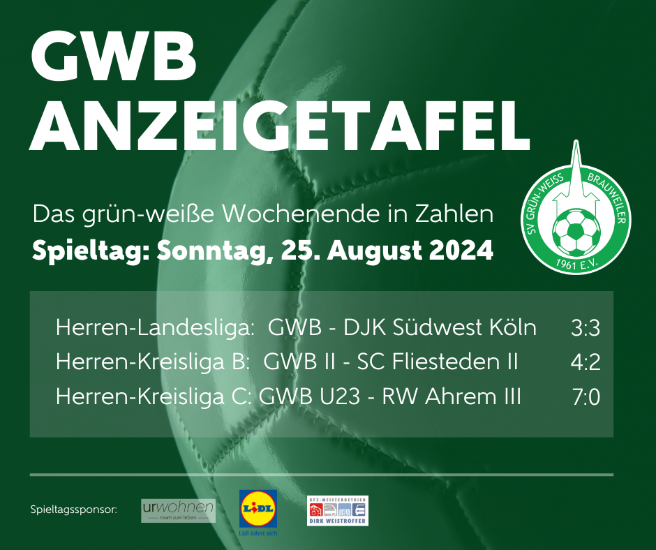 GWB Spieltage Anzeigetafel 25August