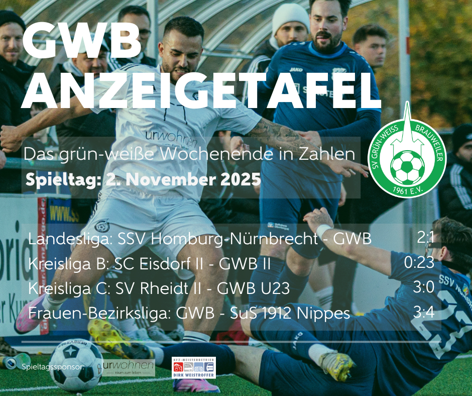 GWB Spieltage Anzeigetafel 2 November